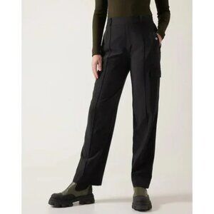 Athleta Vienna Black Cargo Pants 10T Pull on Stretch Travel Business Casual